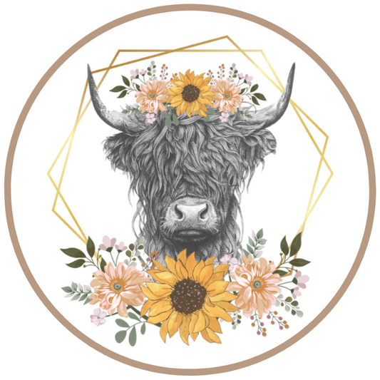 Floral Highland Cow Freshie